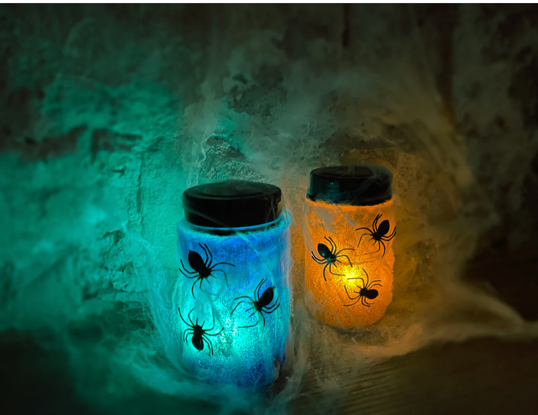 Spider Night Light Jars Set