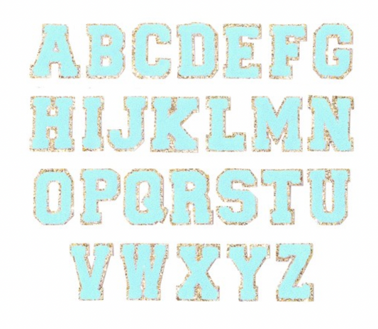 Mint Gold Chenille Letter Patches
