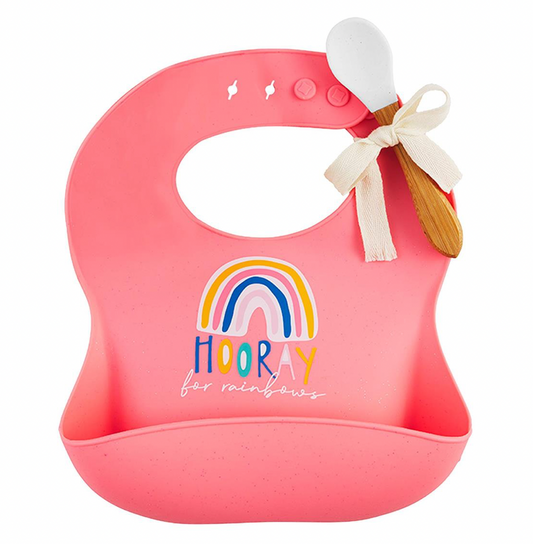 Rainbow Print Silicone Bib
