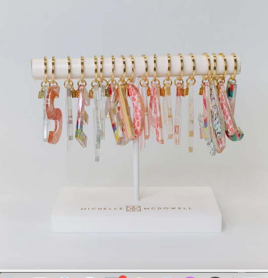 Patterned Initial Keychain