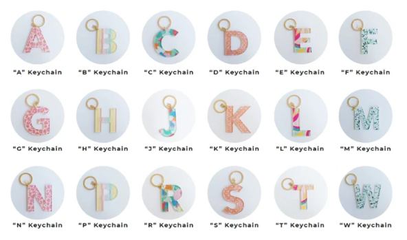 Patterned Initial Keychain