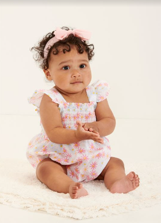 Daisy Print Smocked Top Onesie