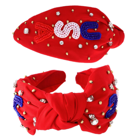 USA Beaded Knotted Headband