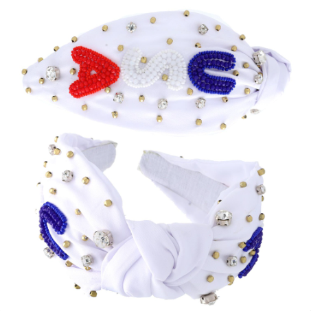 USA Beaded Knotted Headband