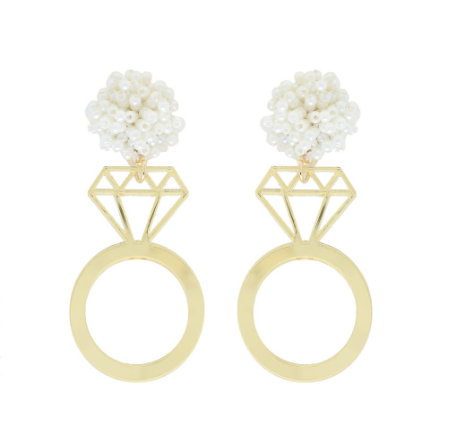 Acrylic Engagment Ring Cutout Earring