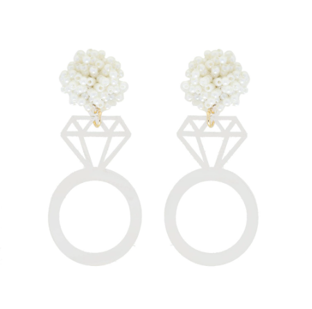 Acrylic Engagment Ring Cutout Earring