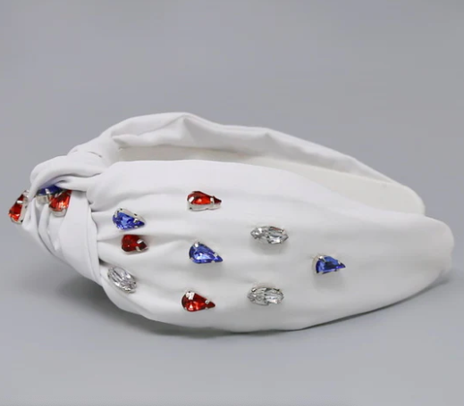 Patriotic Rhinestone Knotted Headband