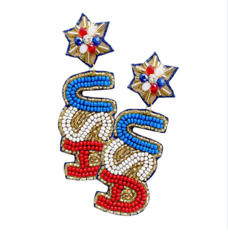 Star Drop Beaded USA Earring