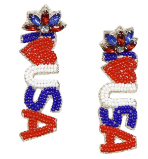 I Love USA Beaded Drop Earring