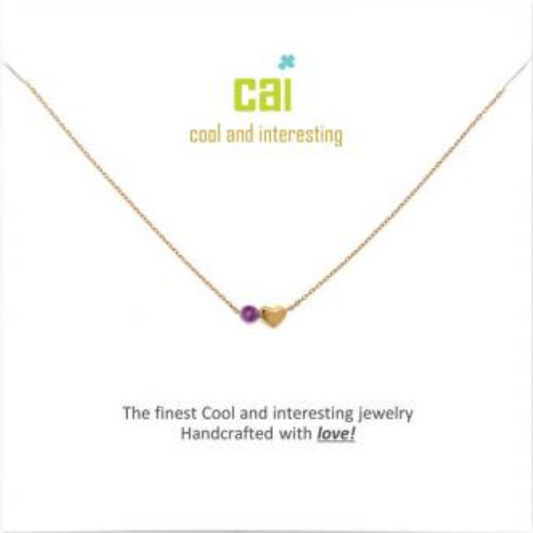 Gold Mini Heart Birthstone Necklace