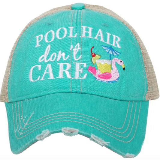 Pool Hair Don't Care Trucker Hat by Katydid