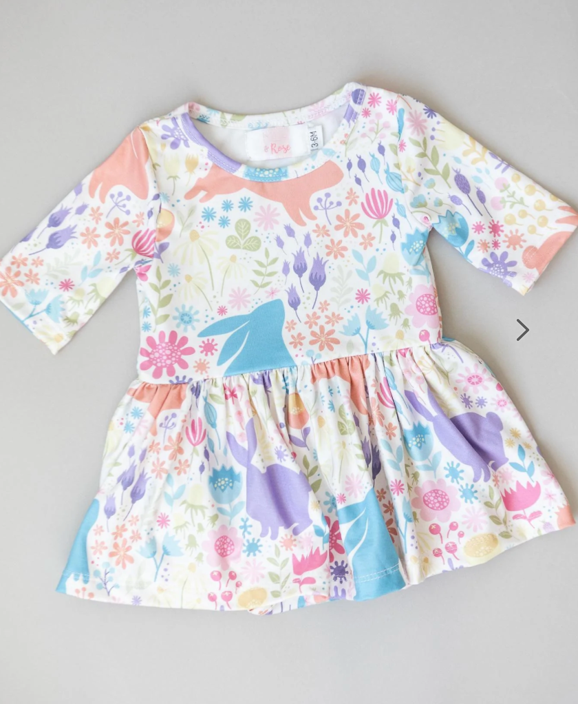 Pastel Floral Bunnies Twirl Bodysuit