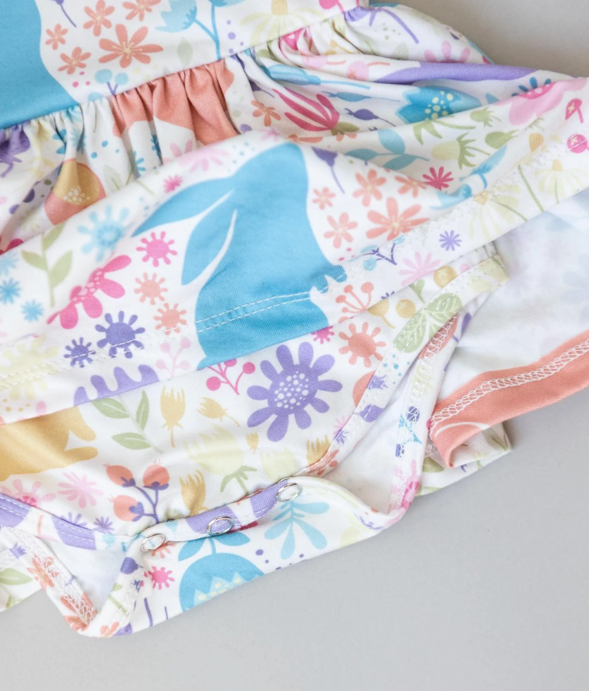 Pastel Floral Bunnies Twirl Bodysuit