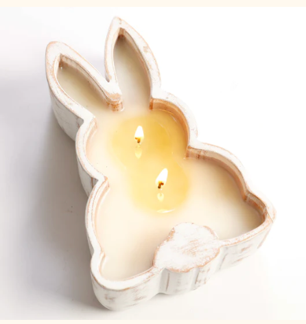 Wood Bunny Candle
