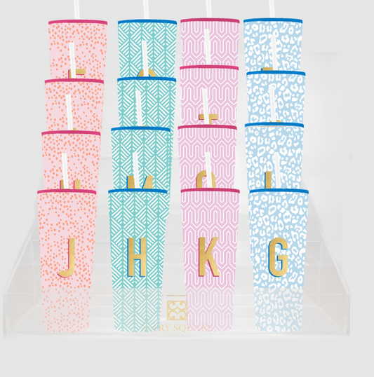 Initial Tumblers with Straw