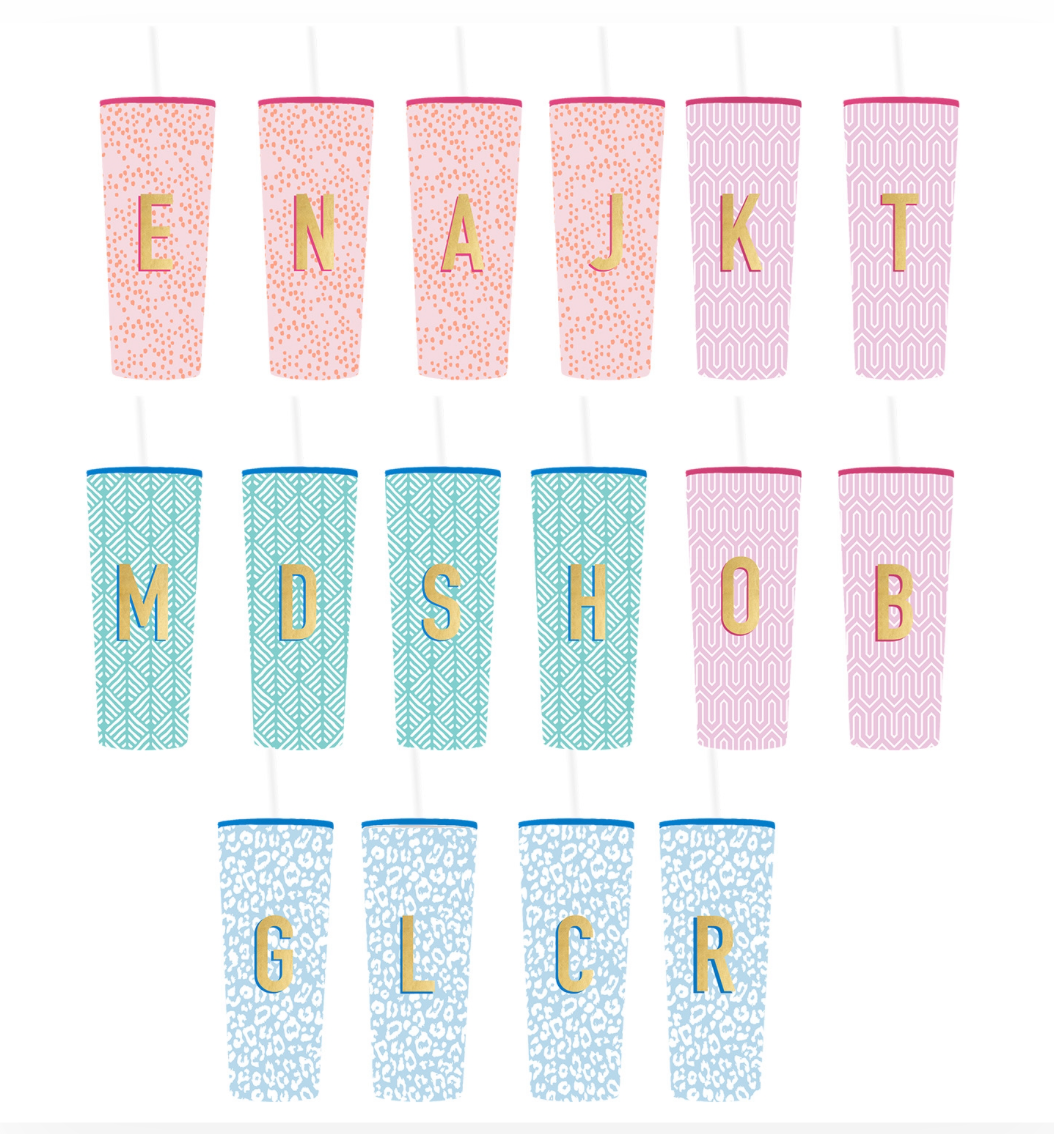 Initial Tumblers with Straw