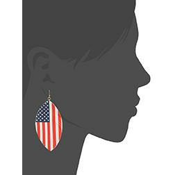 Flag Leatherette Fringe Teardrop Earring