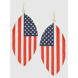 Flag Leatherette Fringe Teardrop Earring