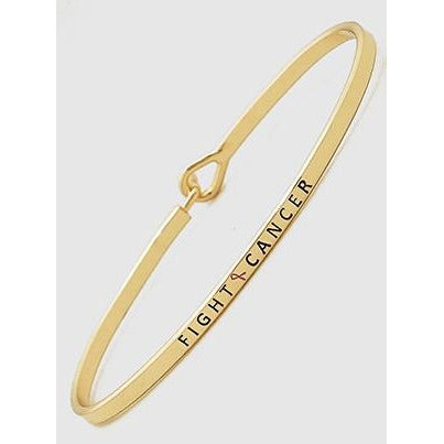 Fight Cancer Pink Ribbon Thin Bangle
