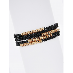 Crystal & Gold Beaded Bracelet Set