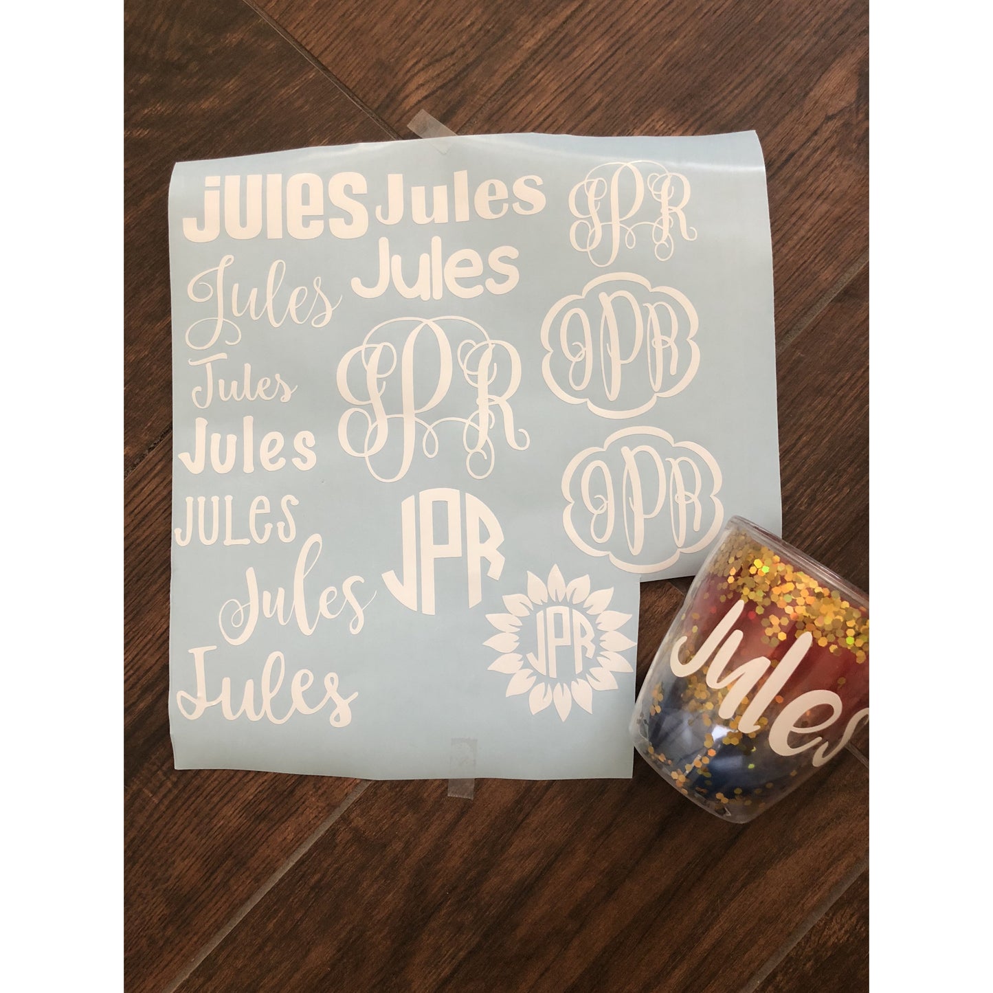 Personalized Vinyl Sheet -- Monogram & Name