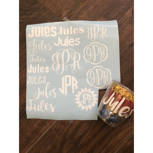 Personalized Vinyl Sheet -- Monogram & Name