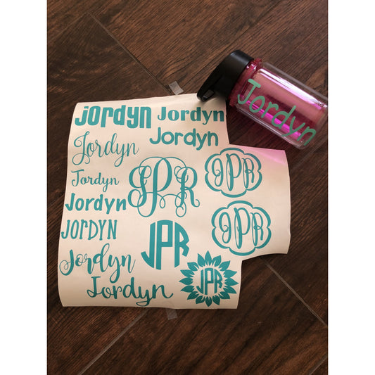 Personalized Vinyl Sheet -- Monogram & Name