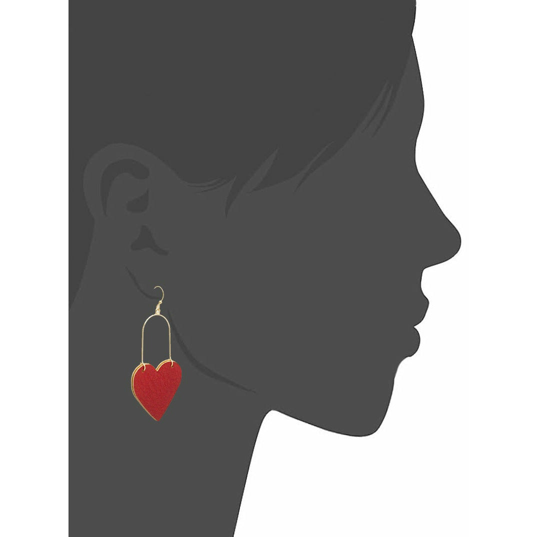 Leatherette Heart Wire Dangle Earring