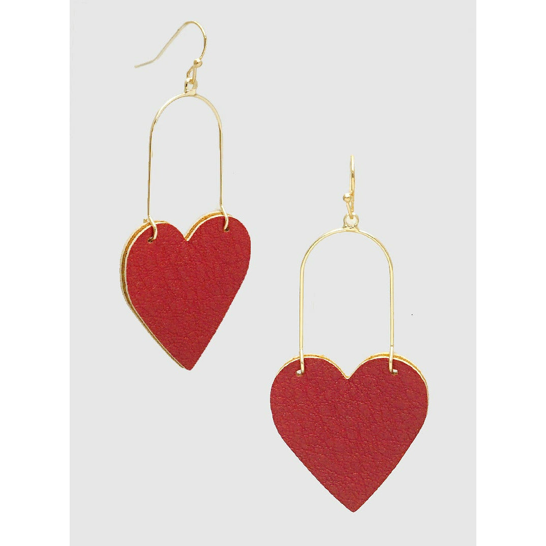 Leatherette Heart Wire Dangle Earring