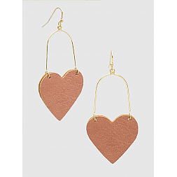 Leatherette Heart Wire Dangle Earring