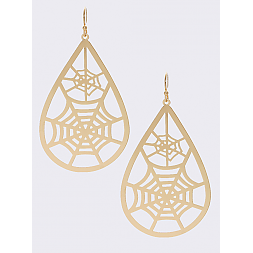Metal Teardrop Spider Web Cut Out Earring