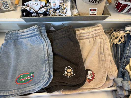 Gameday Acid Washed Elastic Waistband Dolphin Shorts