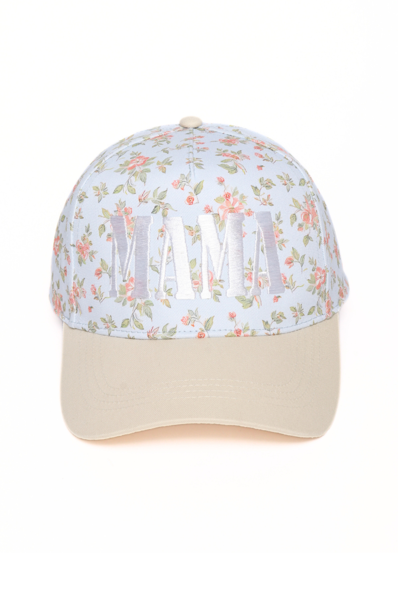 MAMA Embroidered Floral Print Two Tone Cap
