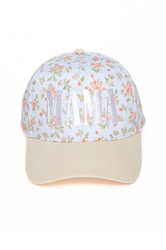 MAMA Embroidered Floral Print Two Tone Cap