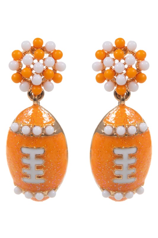 Enamel Football Beaded Post Earring