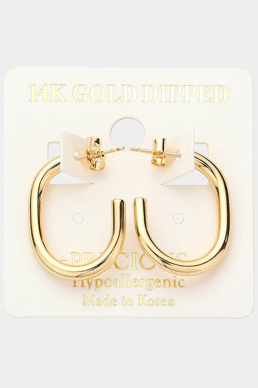 Gold Dipped Oval Metal Earring