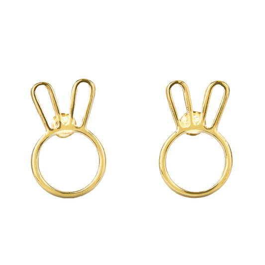 Bunny Outline Stud Earring - Gold
