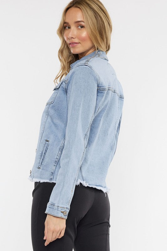 Fray Hem Denim Jacket - Light