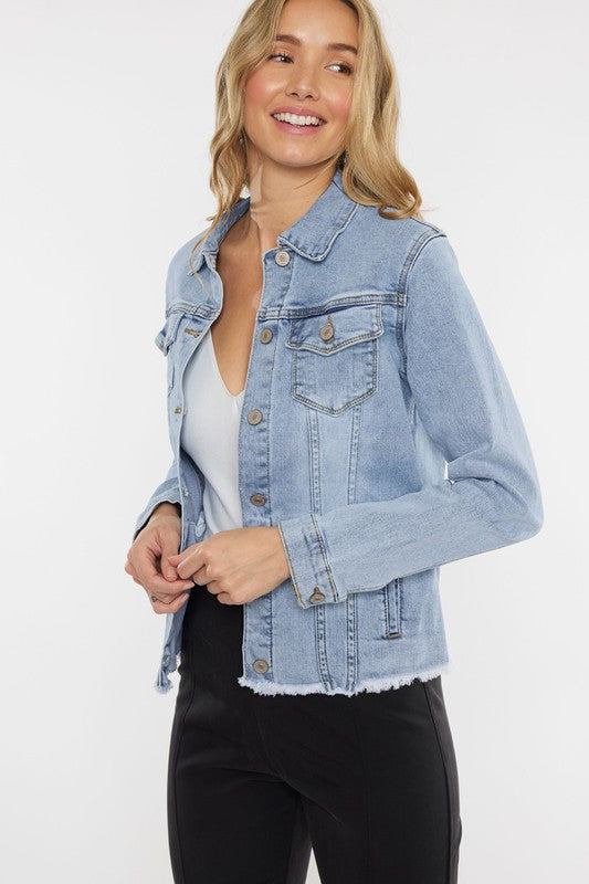 Fray Hem Denim Jacket - Light