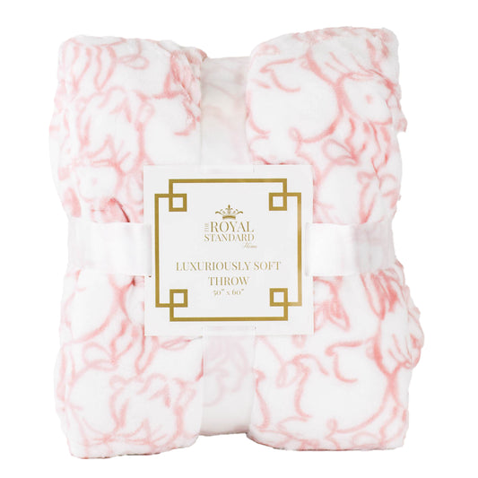 Delilah Bunny Throw Blanket - White/Pink