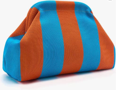 Color-block Striped Knit Cosmetic Bag with Personalization