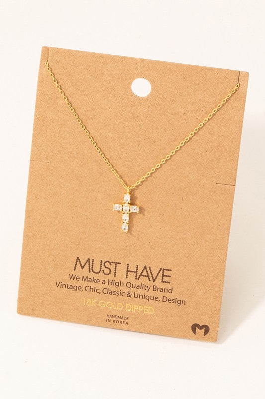 Rhinestone Block Cross Must Have Necklace