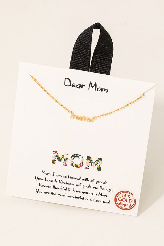 Dainty Mama Script Carded Necklace