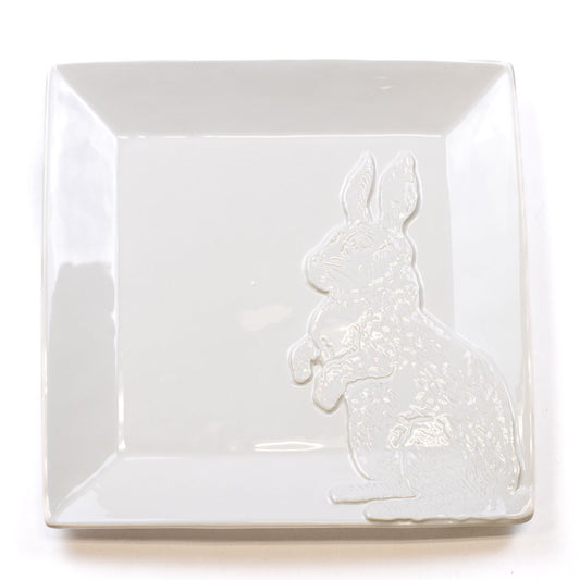 June Bunny Embossed Platter - White