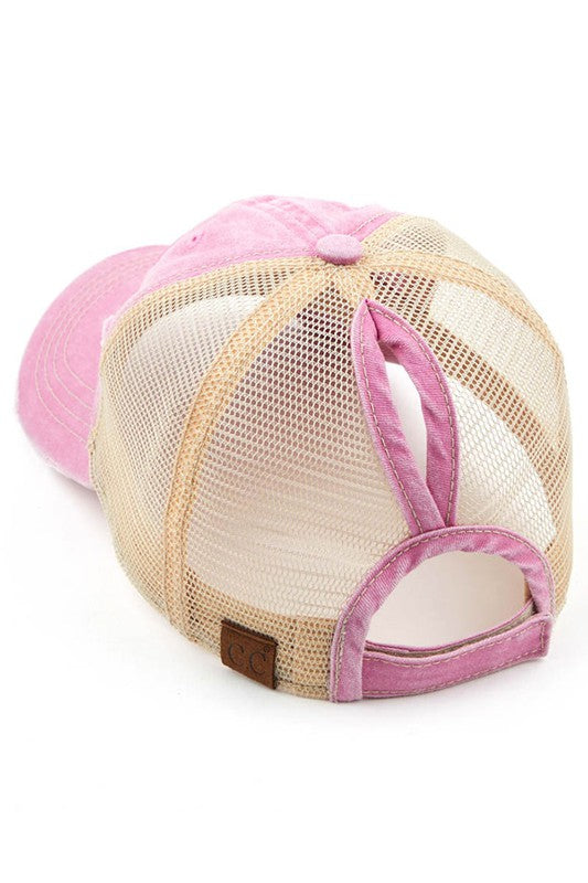 Tonal Flag Pony Hat-Pink