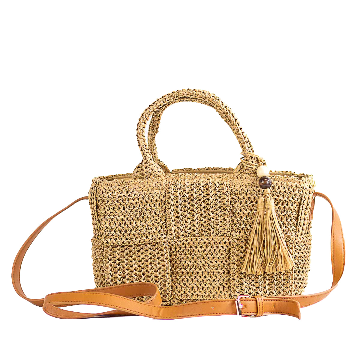 Woven Straw Crossbody Purse - Natural