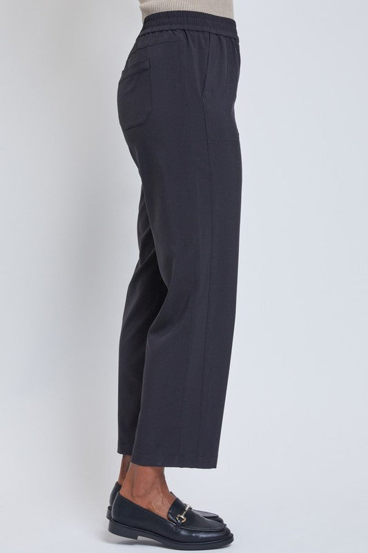 Solid Side Panel Straight Leg Techno Pant-Black