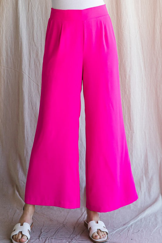 Solid Wide Flare Leg Pant