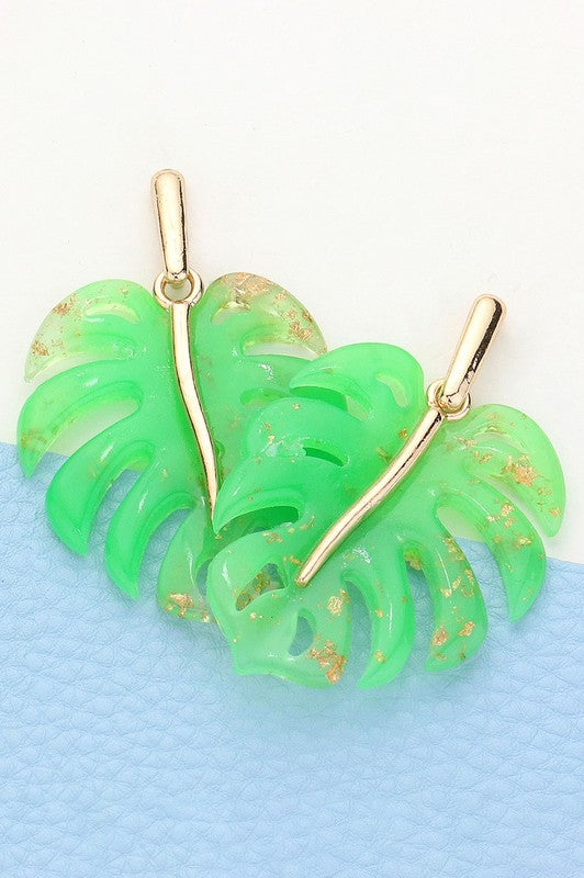 Acetate Tropical Leaf Earring