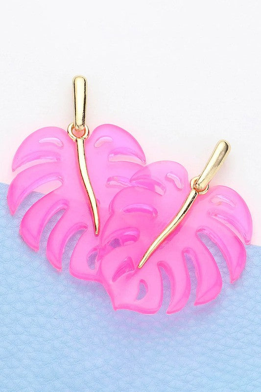 Acetate Tropical Leaf Earring